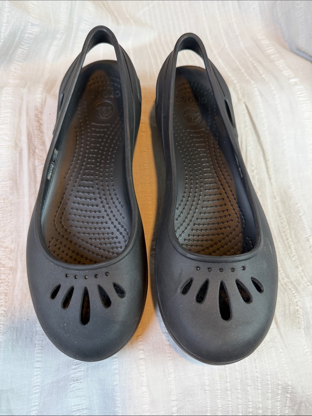 EXC CROCS Women's Black Ballet Flats Slip-On Slingback Cutout Toe Women’s 8